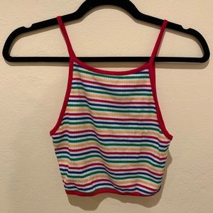 Forever 21 Red Trim Rainbow Striped Cami Size S